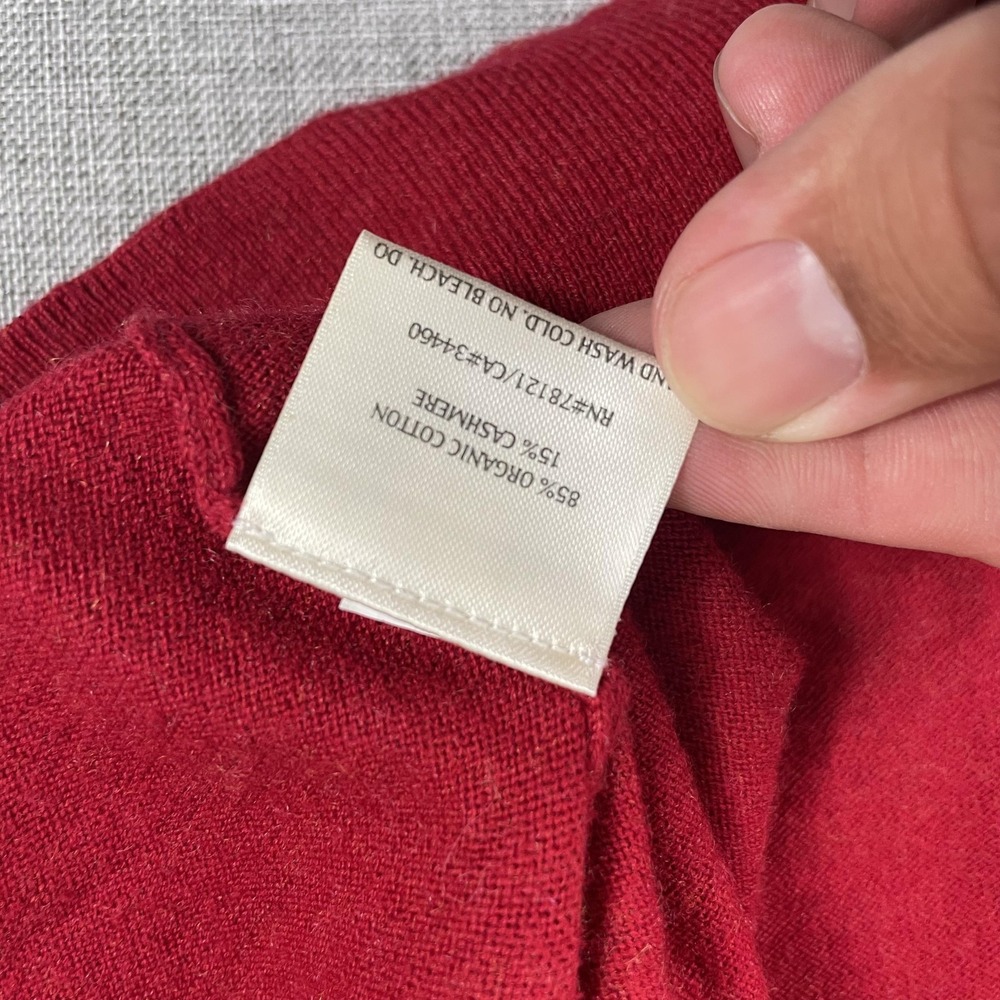 Eileen Fisher Cardigan Sweater Womens Large Red Cotton Cashmere Button Knit - Picture 7 of 9